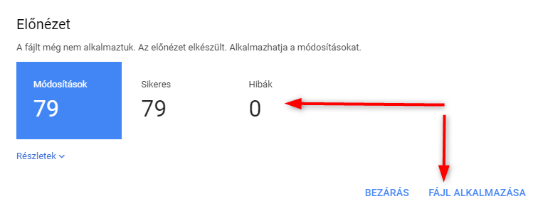 Google Ads terméklista előnézet