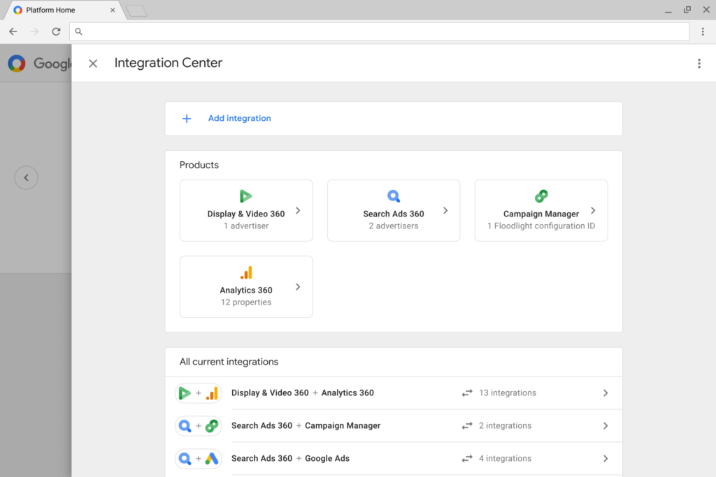 Google Marketing Platform: Integration Center
